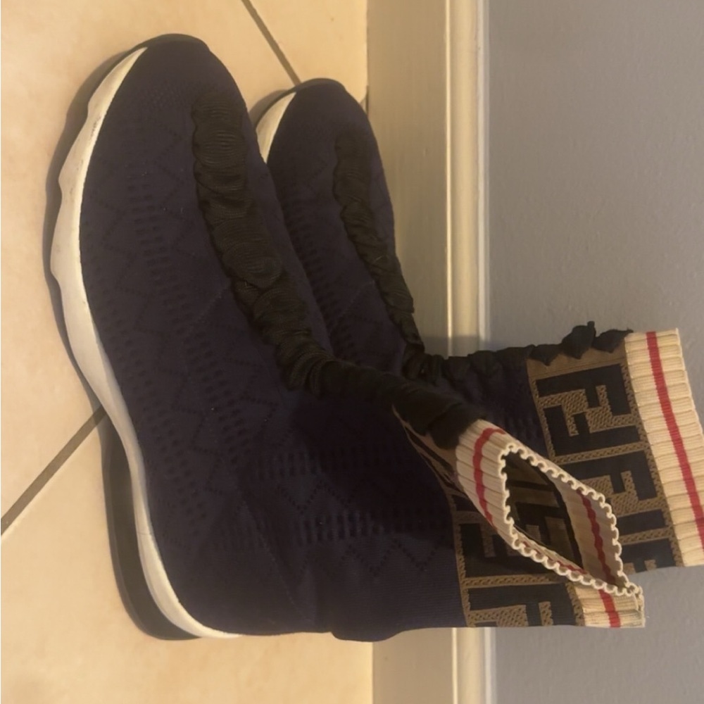 Women's Navy Designer Knit Boots